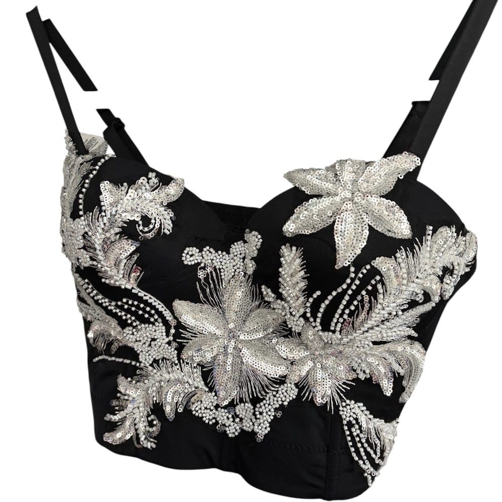 SALE!  Women's Embellished Halter Crop Top Bra Size L